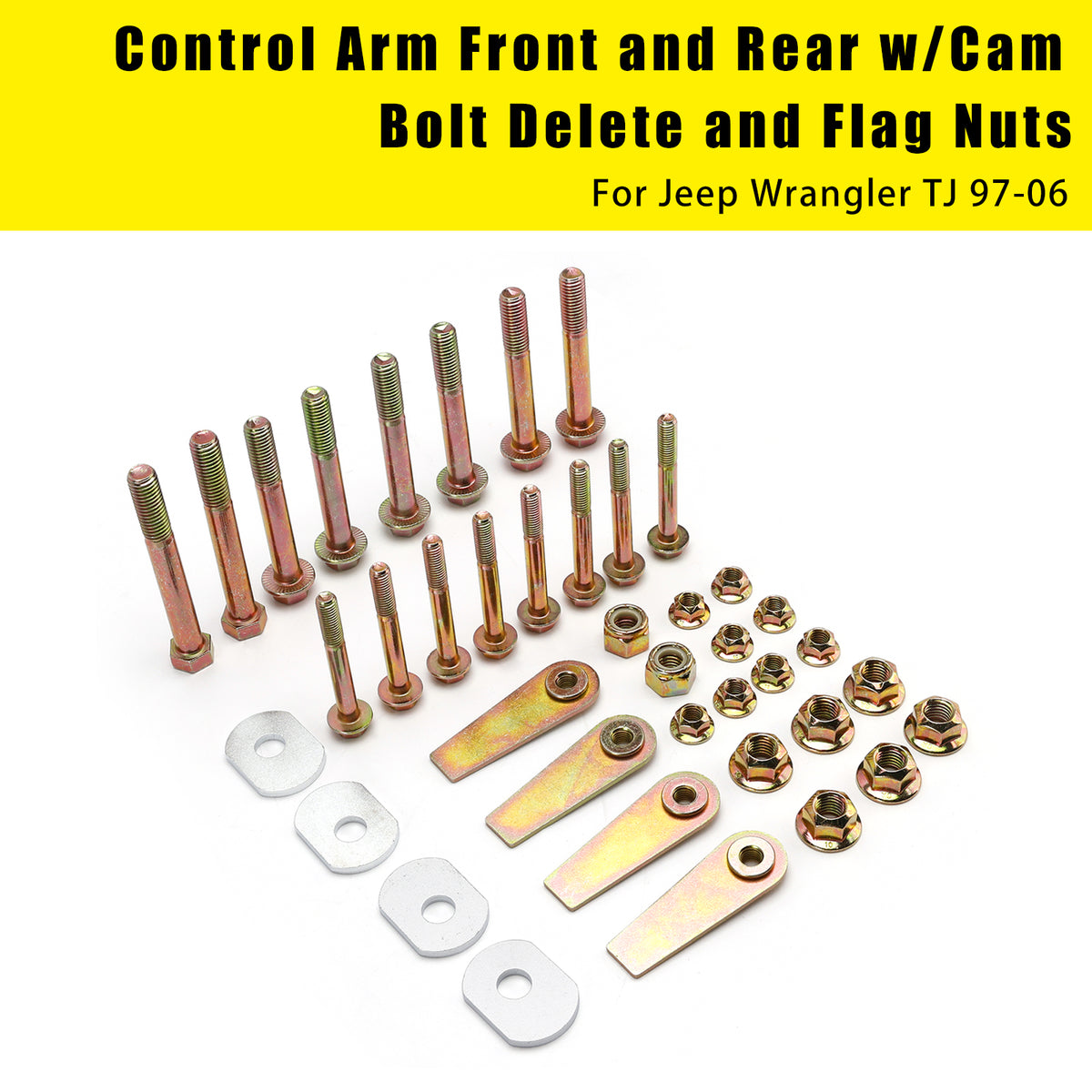 Jeep Wrangler TJ 97-06 Control Arm Front and Rear w/Cam Bolt Delete and Flag Nuts RO-0034 1025 Generic