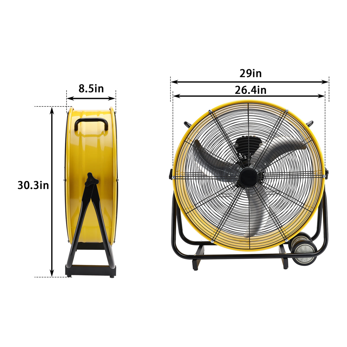 24 Inch Industrial Tilt Drum Fan 3 Velocity Speed 360° Adjustable Floor Fan
