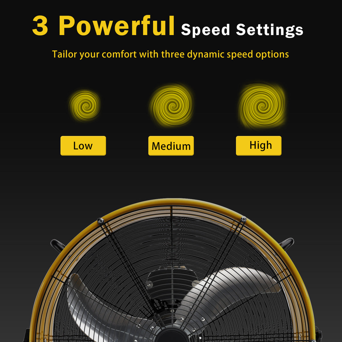 24 Inch Industrial Tilt Drum Fan 3 Velocity Speed 360° Adjustable Floor Fan