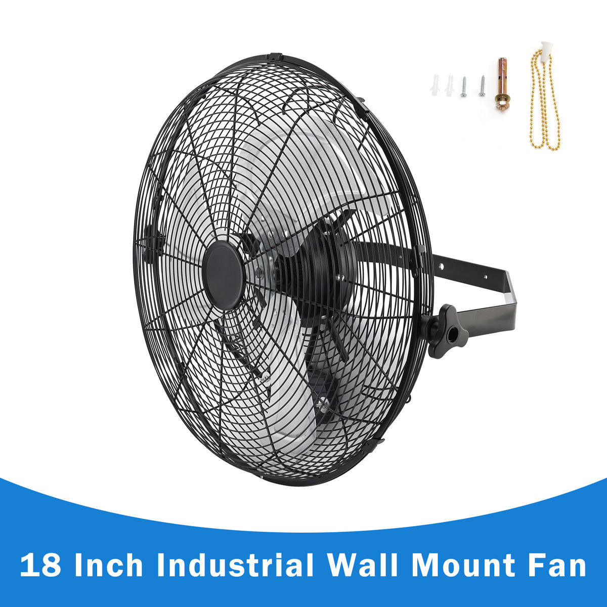 18 Inch Industrial Wall Mount Fan Metal 3 Speed Ventilation Shop Fan
