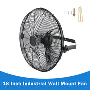 18 Inch Industrial Wall Mount Fan Metal 3 Speed Ventilation Shop Fan