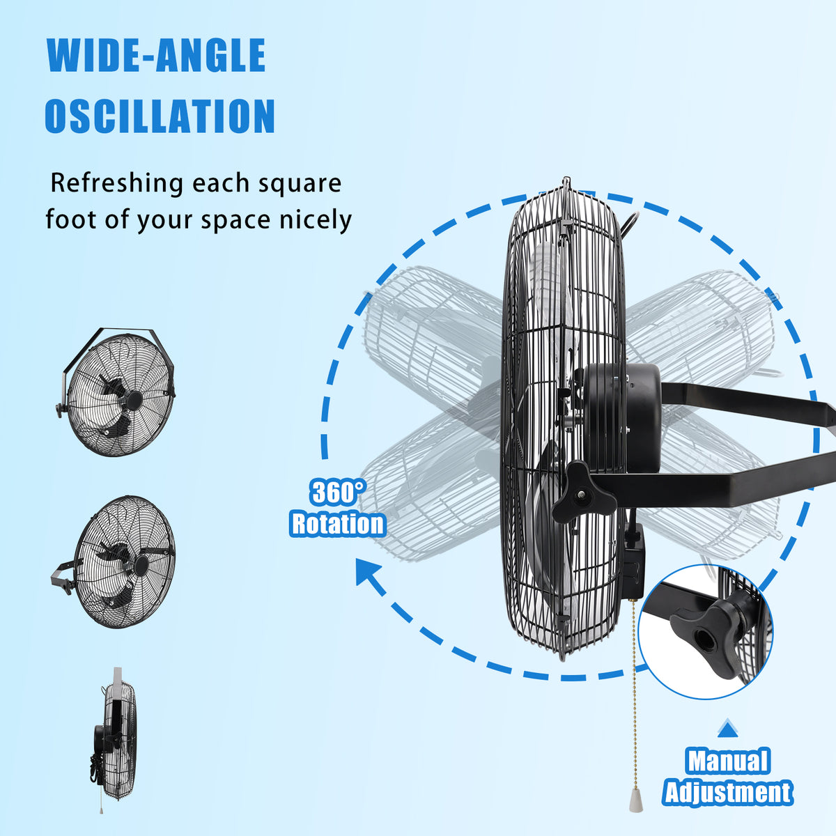 18 Inch Industrial Wall Mount Fan Metal 3 Speed Ventilation Shop Fan