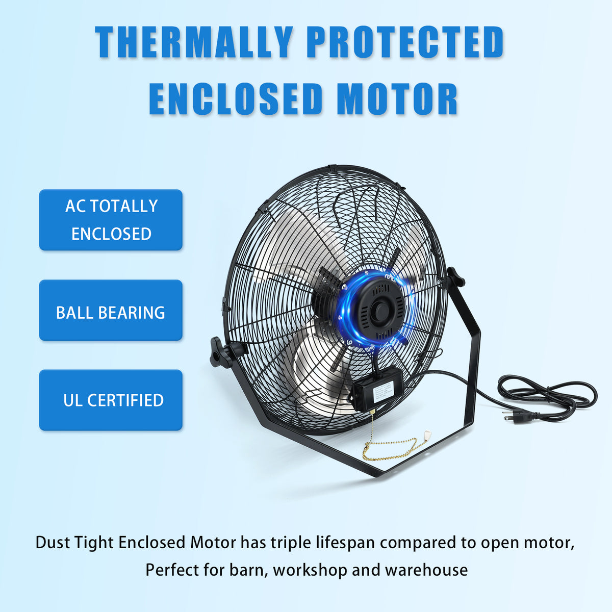 18 Inch Industrial Wall Mount Fan Metal 3 Speed Ventilation Shop Fan
