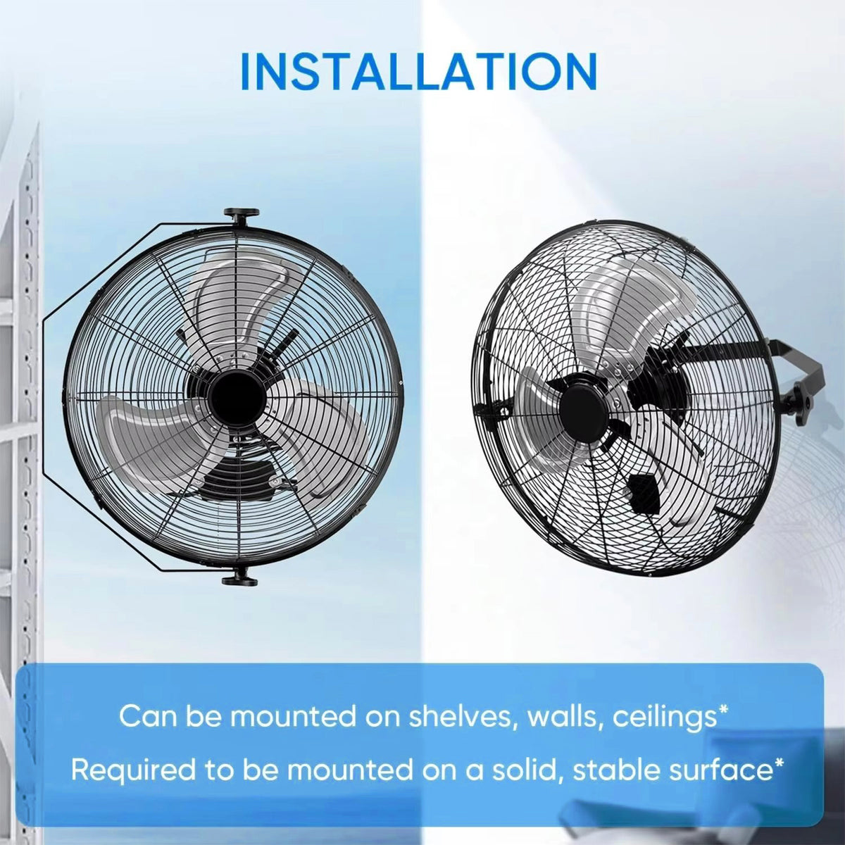 18 Inch Industrial Wall Mount Fan Metal 3 Speed Ventilation Shop Fan