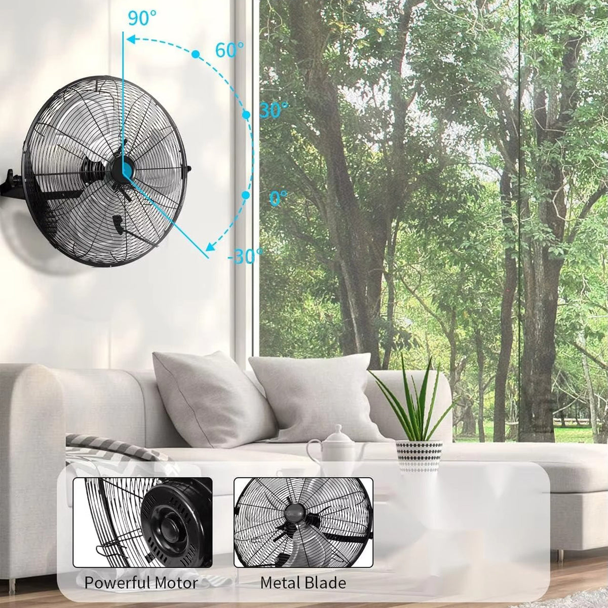 18 Inch Industrial Wall Mount Fan Metal 3 Speed Ventilation Shop Fan