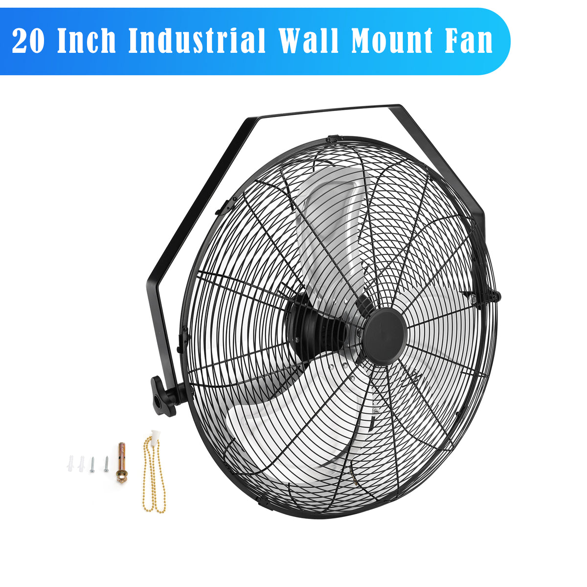 20 Inch Industrial Wall Mount Fan Metal 3 Speed Ventilation Shop Fan
