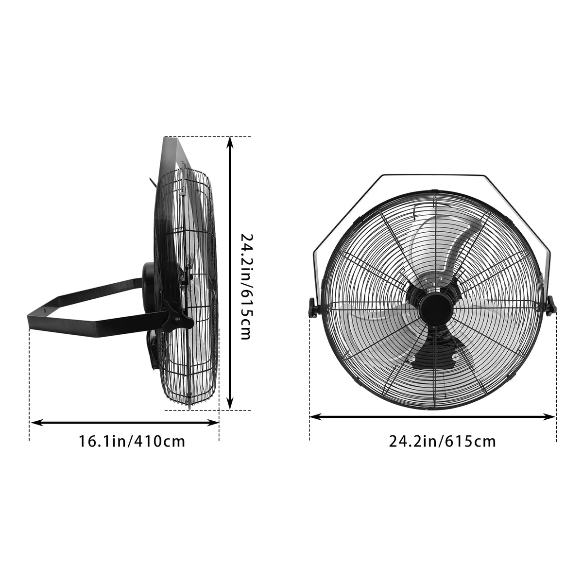 20 Inch Industrial Wall Mount Fan Metal 3 Speed Ventilation Shop Fan