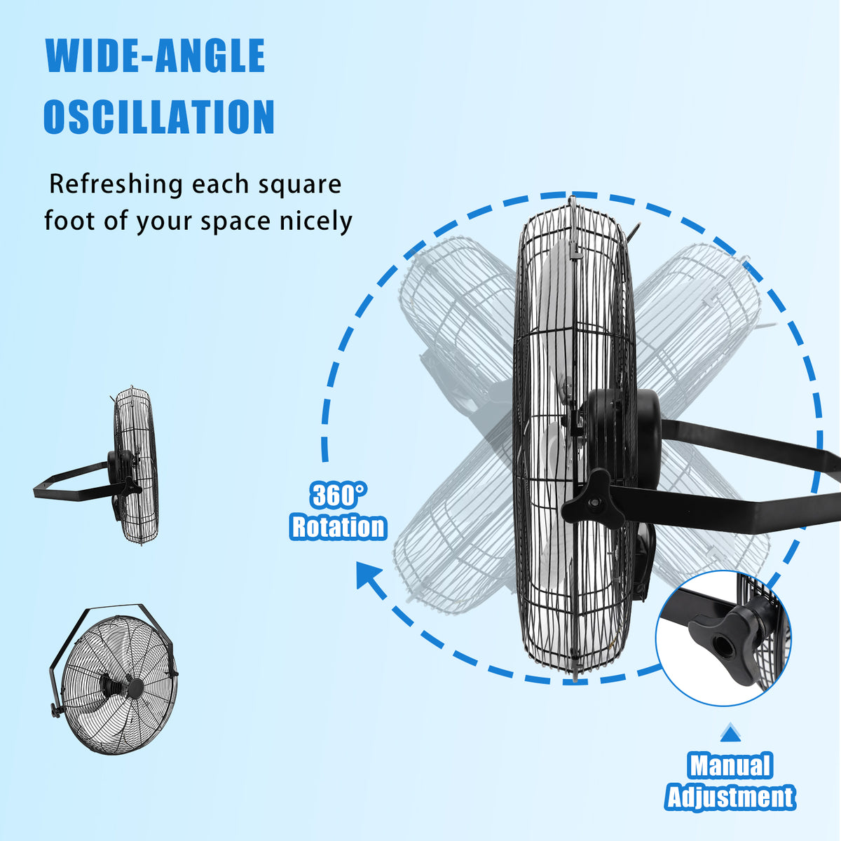 20 Inch Industrial Wall Mount Fan Metal 3 Speed Ventilation Shop Fan
