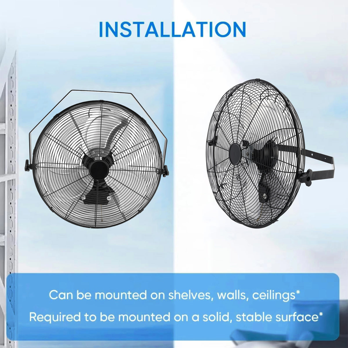 20 Inch Industrial Wall Mount Fan Metal 3 Speed Ventilation Shop Fan