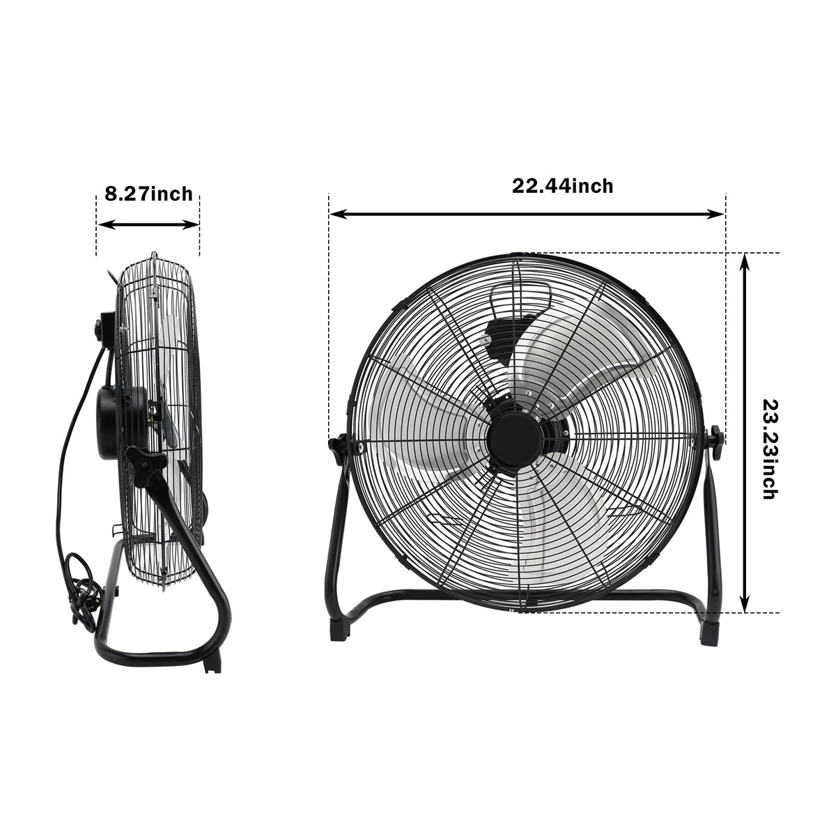20 Inch High Velocity Industrial Cooling Floor Fan With 3 Speeds Tilt Head
