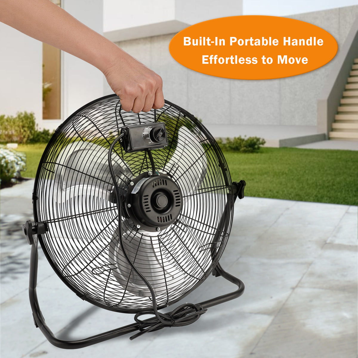 20 Inch High Velocity Industrial Cooling Floor Fan With 3 Speeds Tilt Head