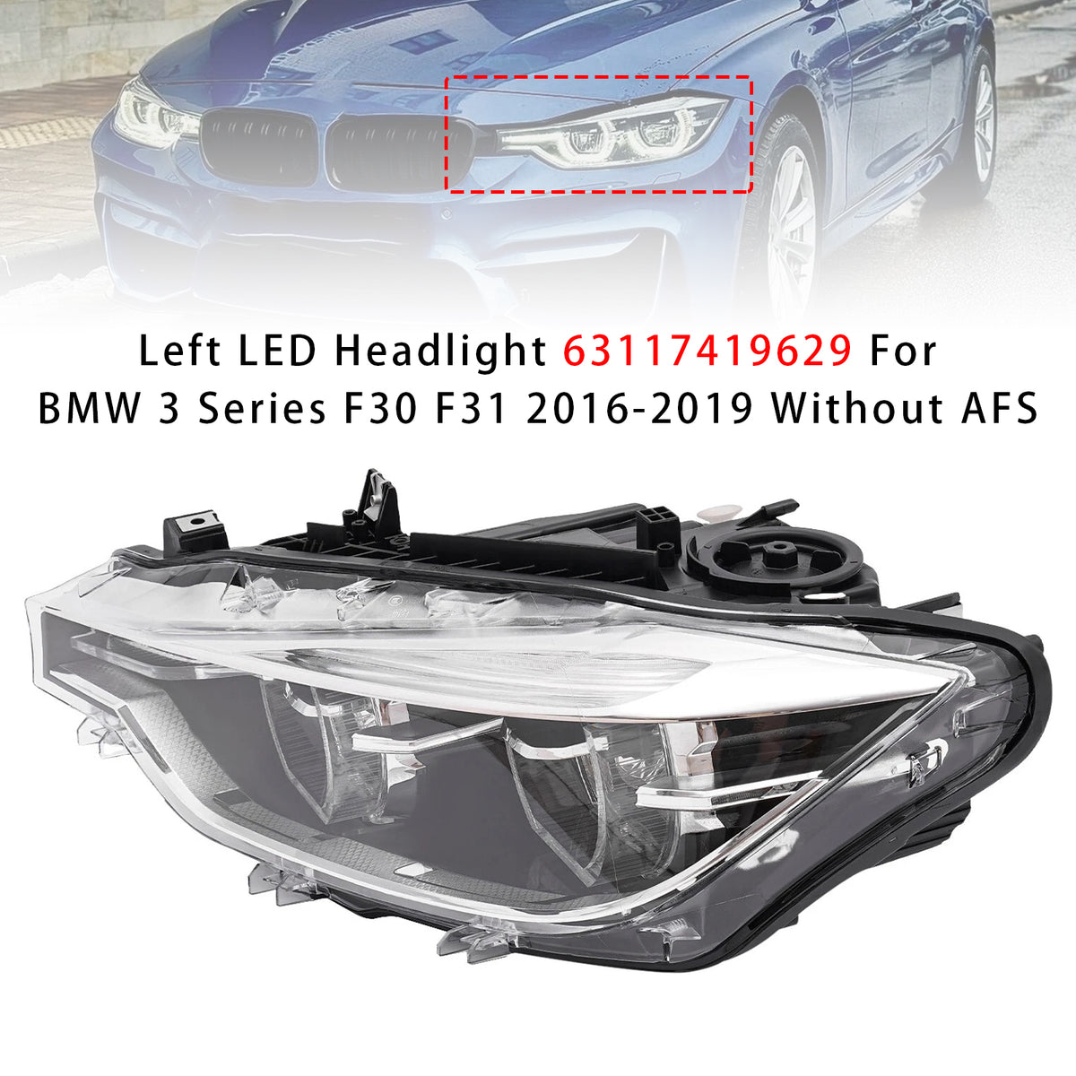 Left LED Headlight 63117419629 For BMW 3 Series F30 F31 2016-2019 Without AFS