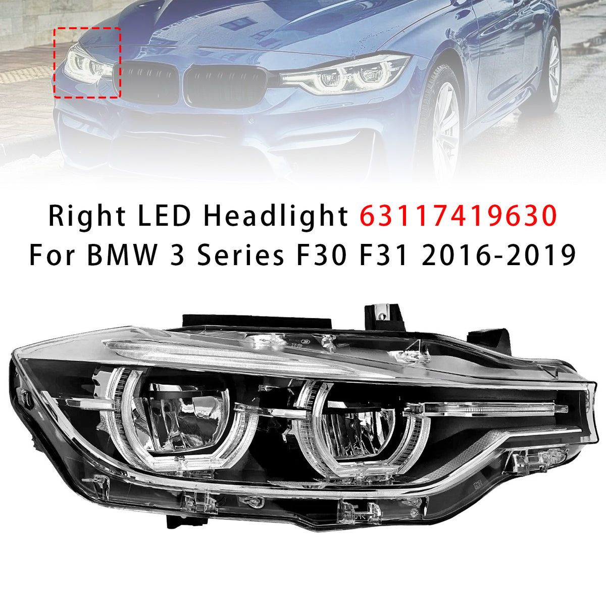 Right LED Headlight 63117419630 For BMW 3 Series F30 F31 2016-2019