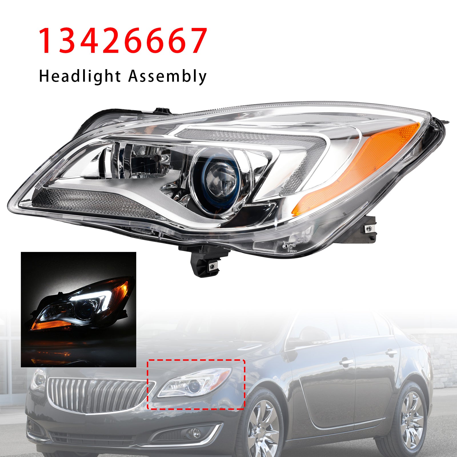 Halogen Left Headlight 13426667 For Buick Regal 2014-2017