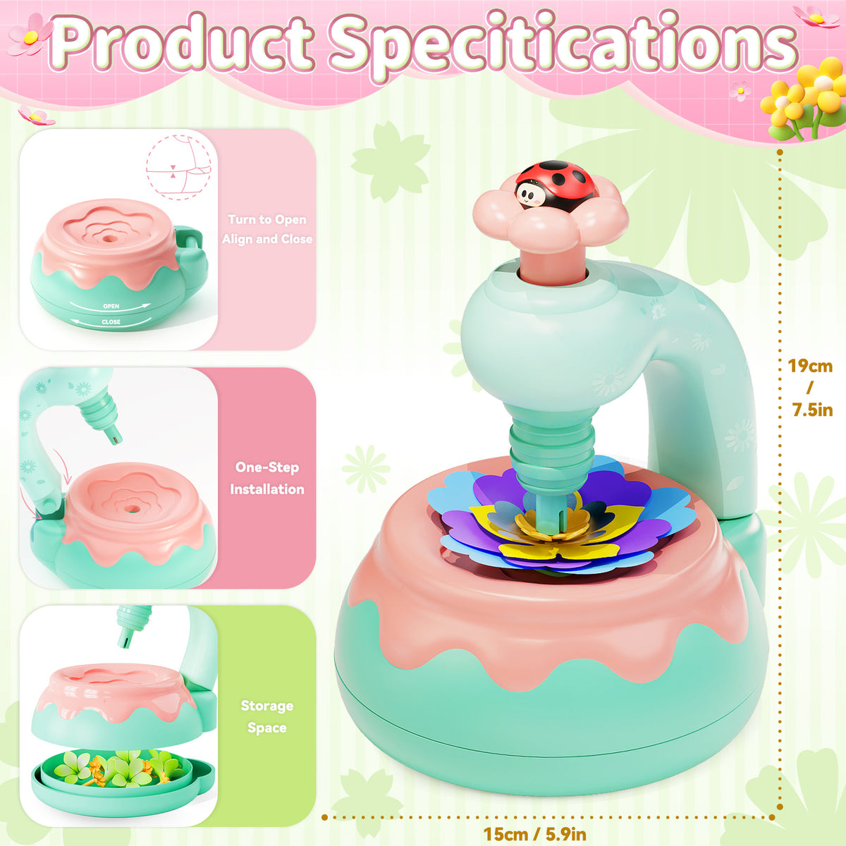 Flower Bouquet Making Kit DIY Flower Bouquets Craft Toy For 4+ Year Old Kid Pink