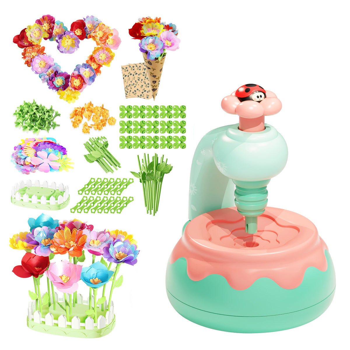 Flower Bouquet Making Kit DIY Flower Bouquets Craft Toy For 4+ Year Old Kid Pink