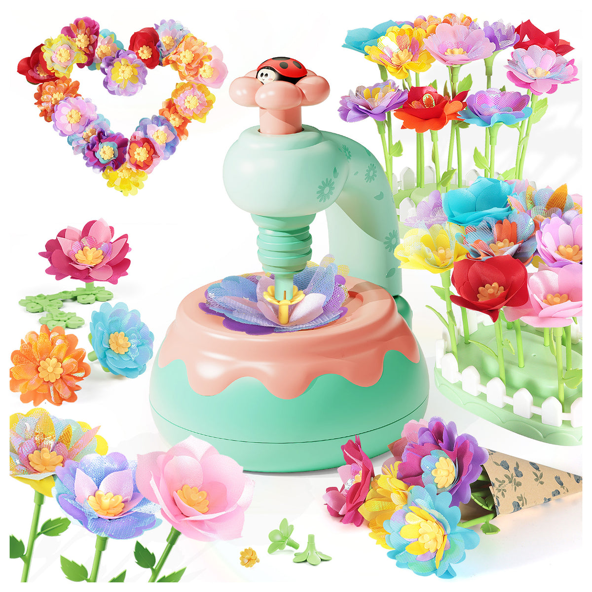 Flower Bouquet Making Kit DIY Flower Bouquets Craft Toy For 4+ Year Old Kid Pink