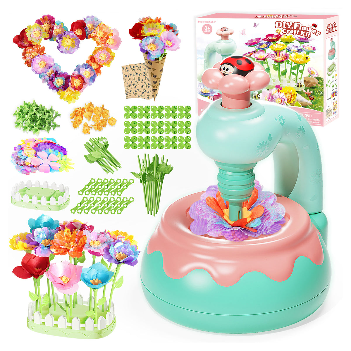 Flower Bouquet Making Kit DIY Flower Bouquets Craft Toy For 4+ Year Old Kid Pink