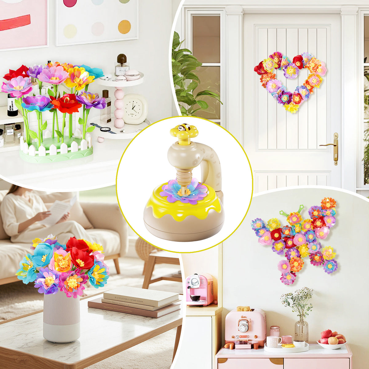 Flower Bouquet Making Kit DIY Flower Bouquets Craft Toy For 4+ Year Kid Yellow
