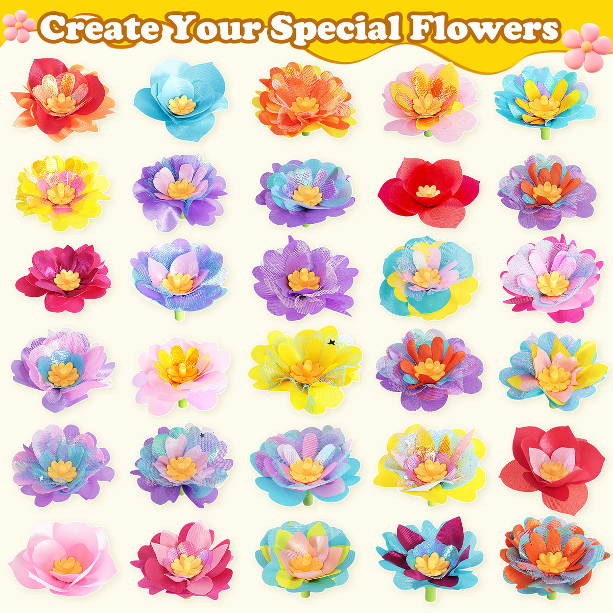 Flower Bouquet Making Kit DIY Flower Bouquets Craft Toy For 4+ Year Kid Yellow