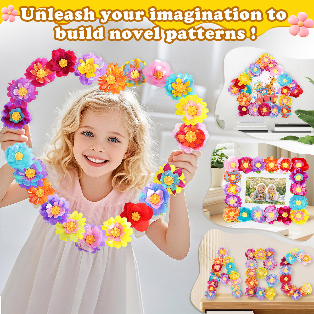 Flower Bouquet Making Kit DIY Flower Bouquets Craft Toy For 4+ Year Kid Yellow