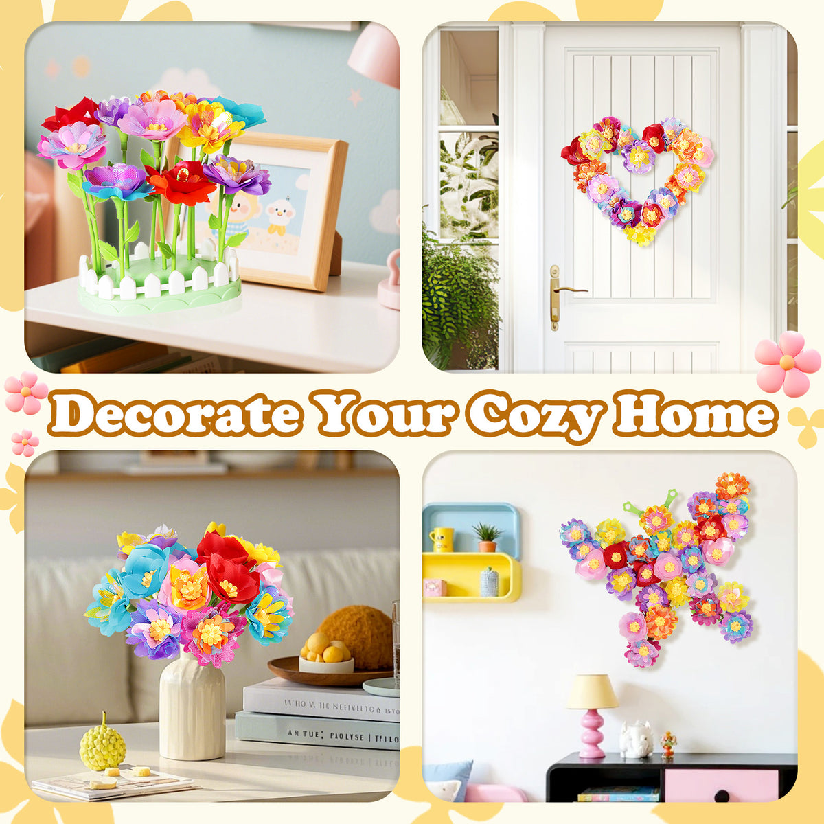 Flower Bouquet Making Kit DIY Flower Bouquets Craft Toy For 4+ Year Kid Yellow