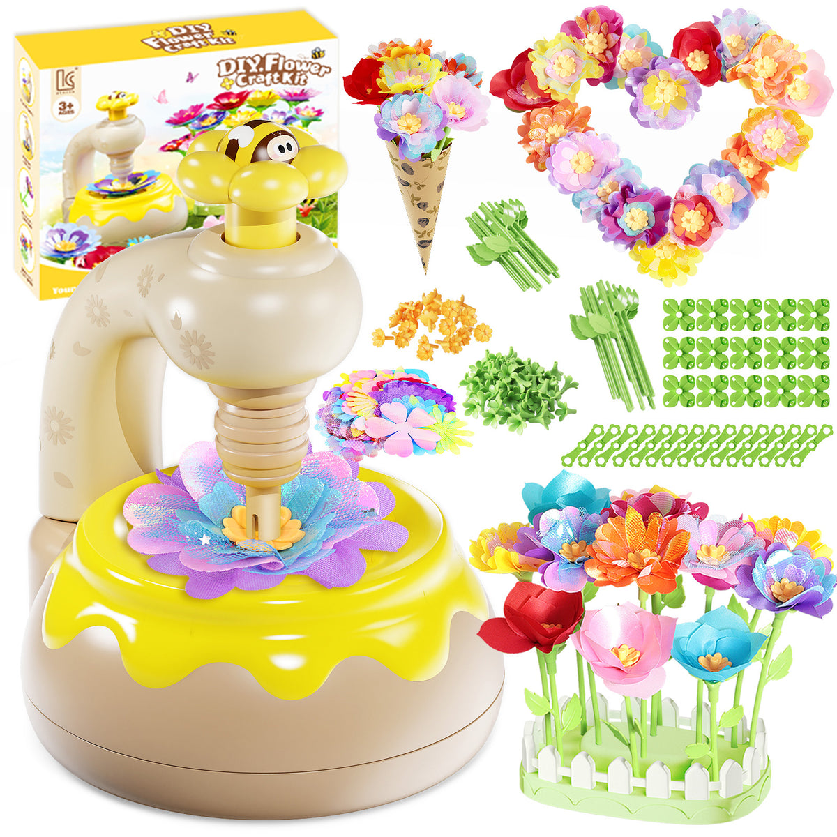 Flower Bouquet Making Kit DIY Flower Bouquets Craft Toy For 4+ Year Kid Yellow