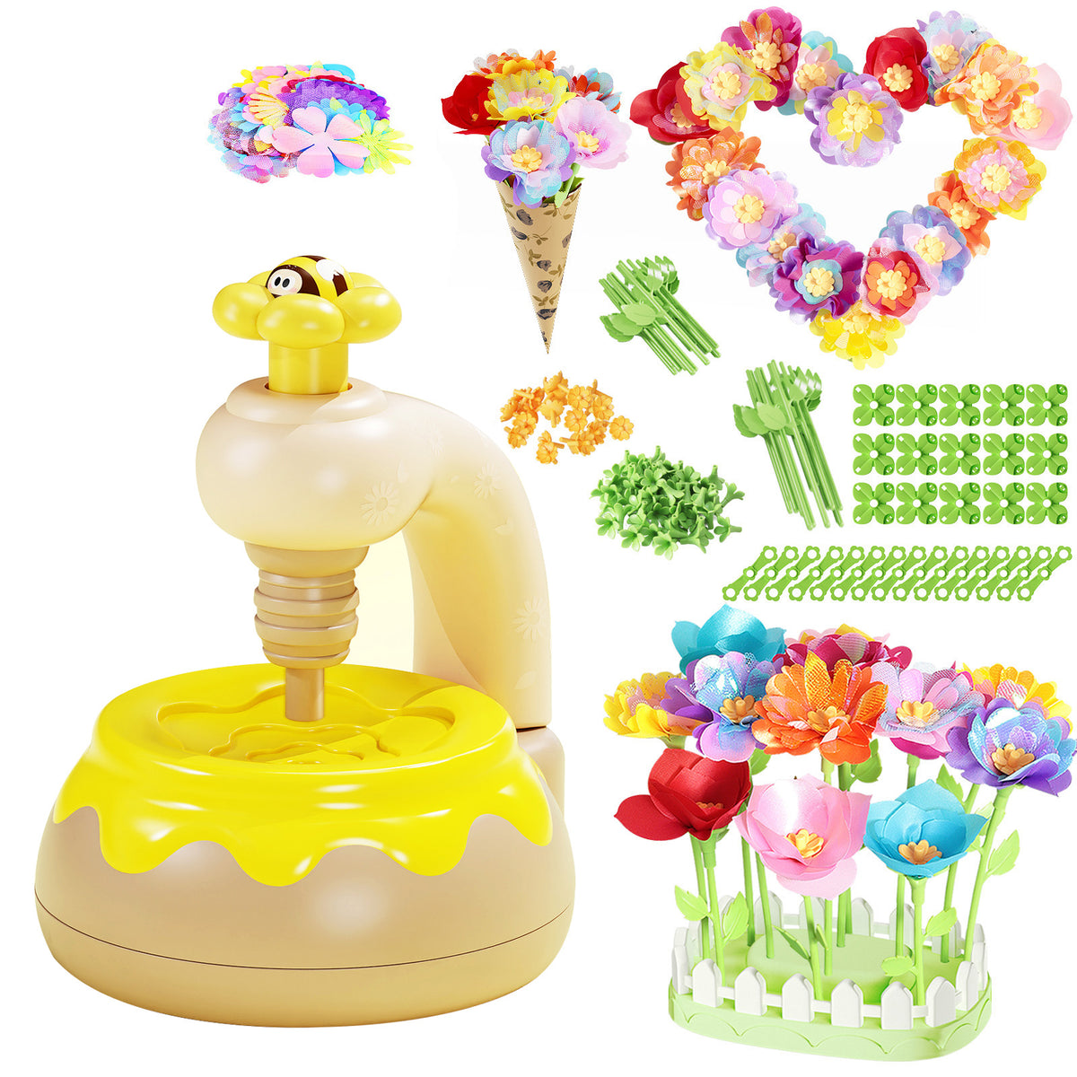 Flower Bouquet Making Kit DIY Flower Bouquets Craft Toy For 4+ Year Kid Yellow
