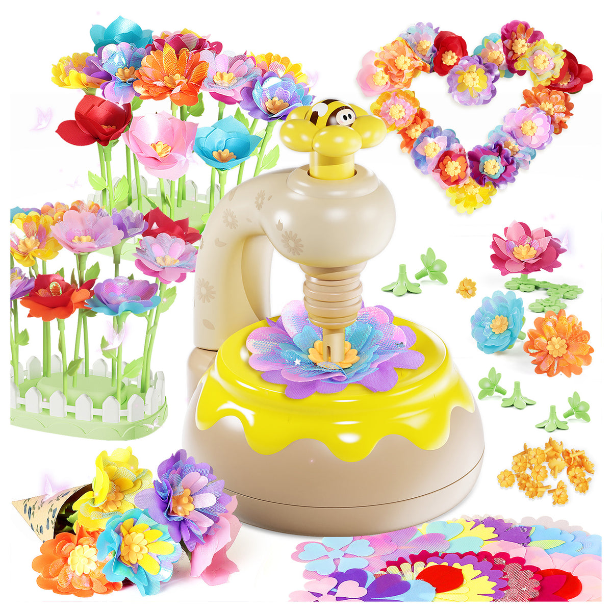 Flower Bouquet Making Kit DIY Flower Bouquets Craft Toy For 4+ Year Kid Yellow