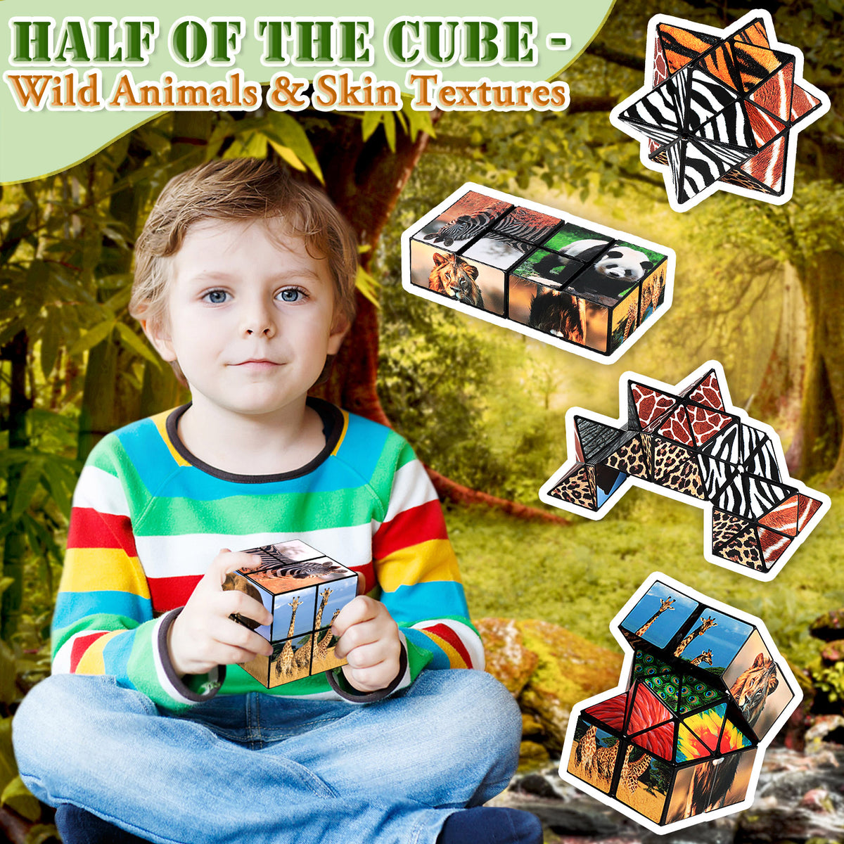2 In 1 Animal Style Star Cube Magic Cube Set For Kid And Adult Toy Ages 8-12