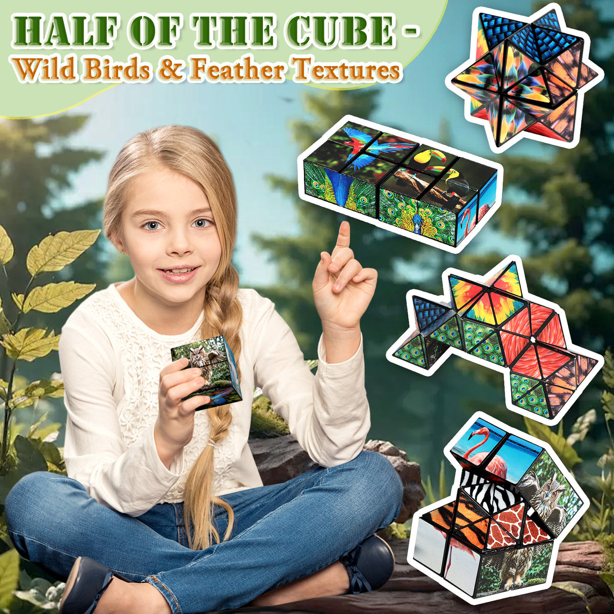 2 In 1 Animal Style Star Cube Magic Cube Set For Kid And Adult Toy Ages 8-12