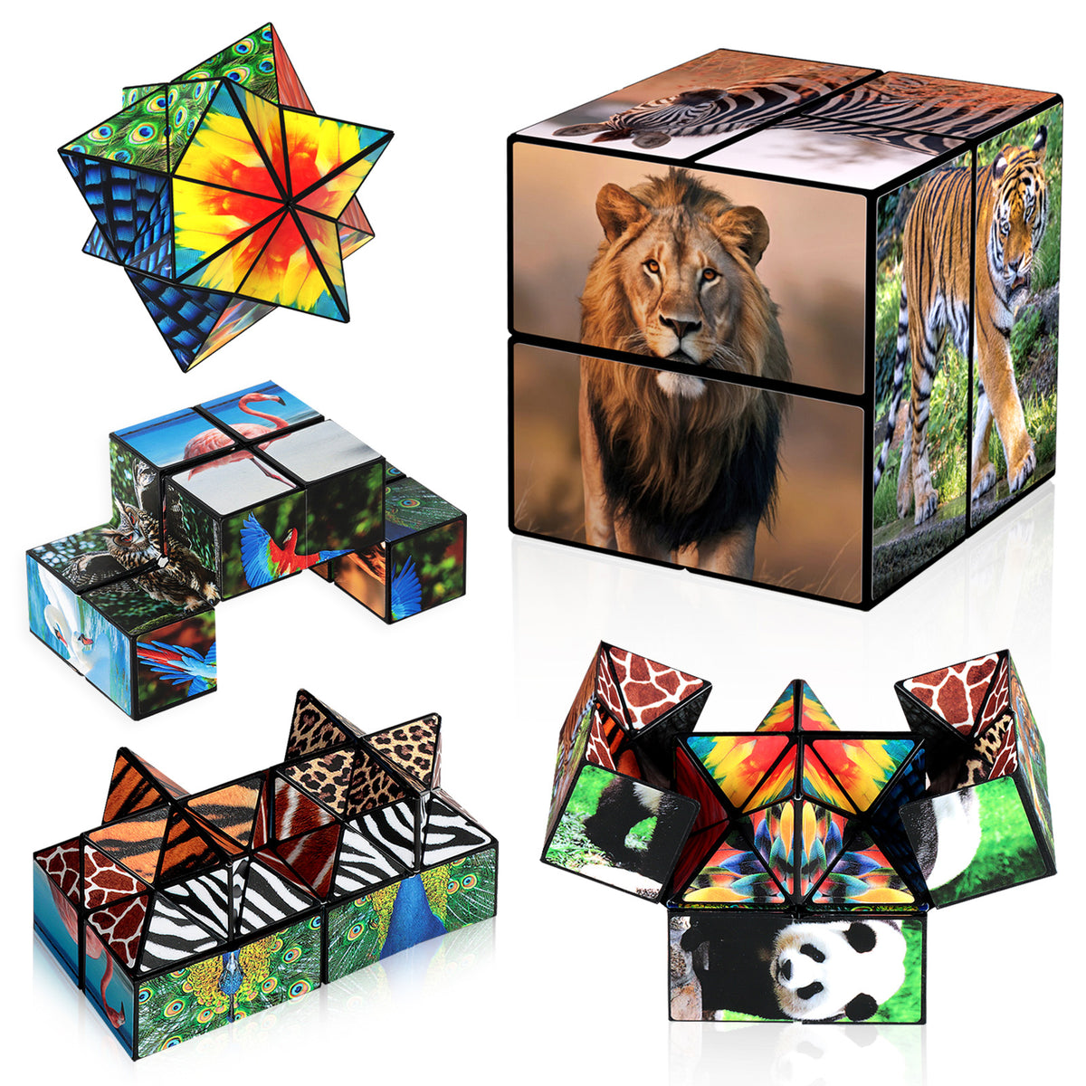 2 In 1 Animal Style Star Cube Magic Cube Set For Kid And Adult Toy Ages 8-12