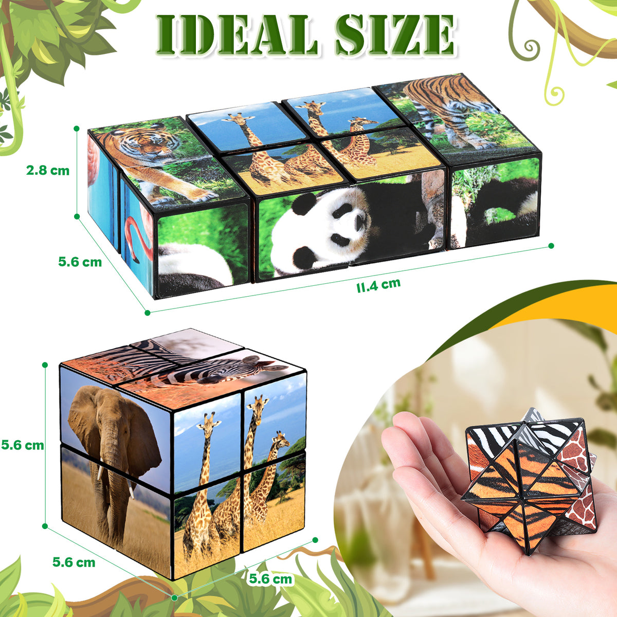 2 In 1 Animal Style Star Cube Magic Cube Set For Kid And Adult Toy Ages 8-12