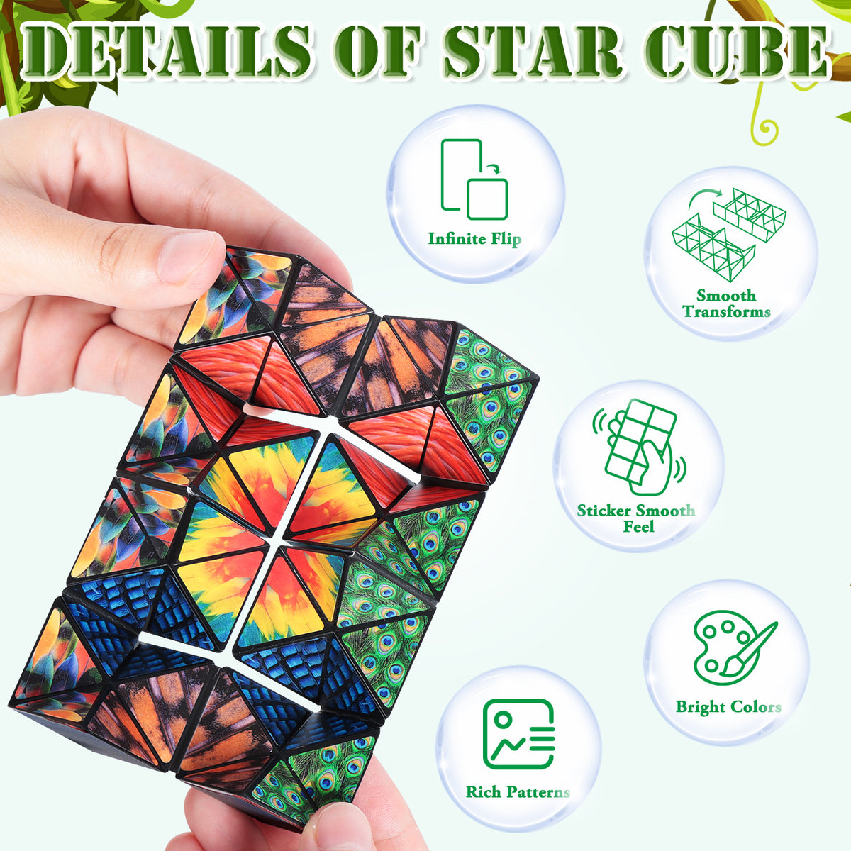 2 In 1 Animal Style Star Cube Magic Cube Set For Kid And Adult Toy Ages 8-12