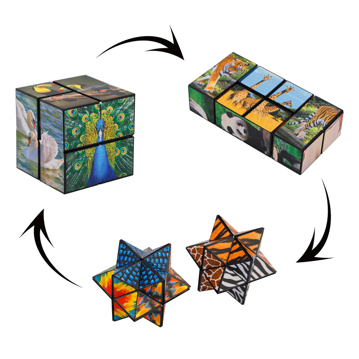 2 In 1 Animal Style Star Cube Magic Cube Set For Kid And Adult Toy Ages 8-12