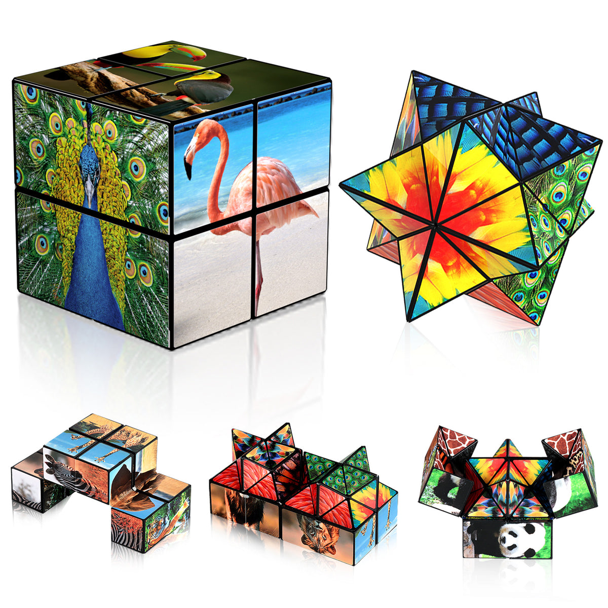 2 In 1 Animal Style Star Cube Magic Cube Set For Kid And Adult Toy Ages 8-12
