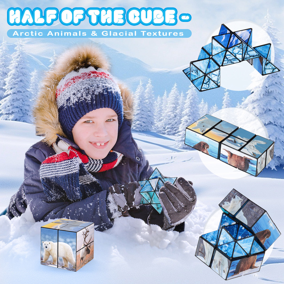 2 In 1 North South Poles Style Star Magic Cube For Kid And Adult Toy Ages 8-12