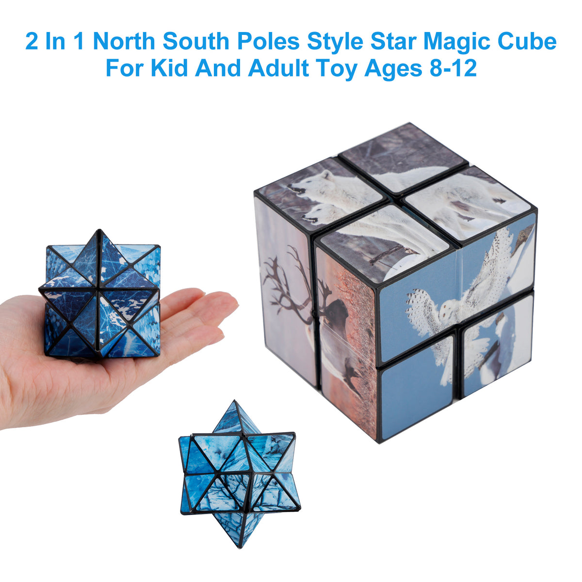 2 In 1 North South Poles Style Star Magic Cube For Kid And Adult Toy Ages 8-12