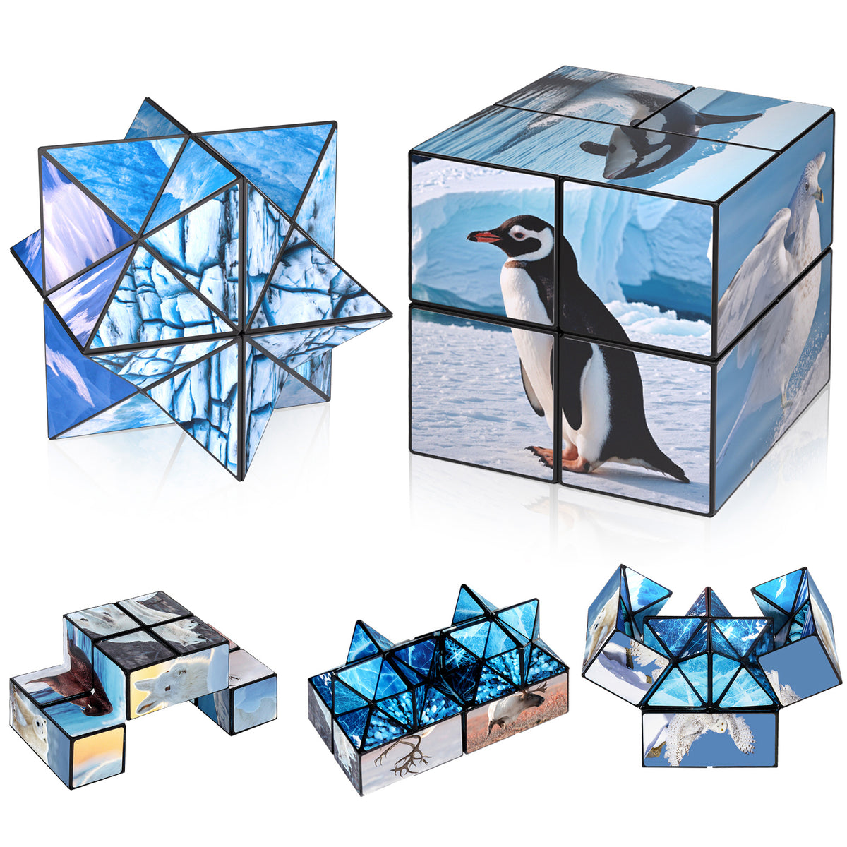 2 In 1 North South Poles Style Star Magic Cube For Kid And Adult Toy Ages 8-12