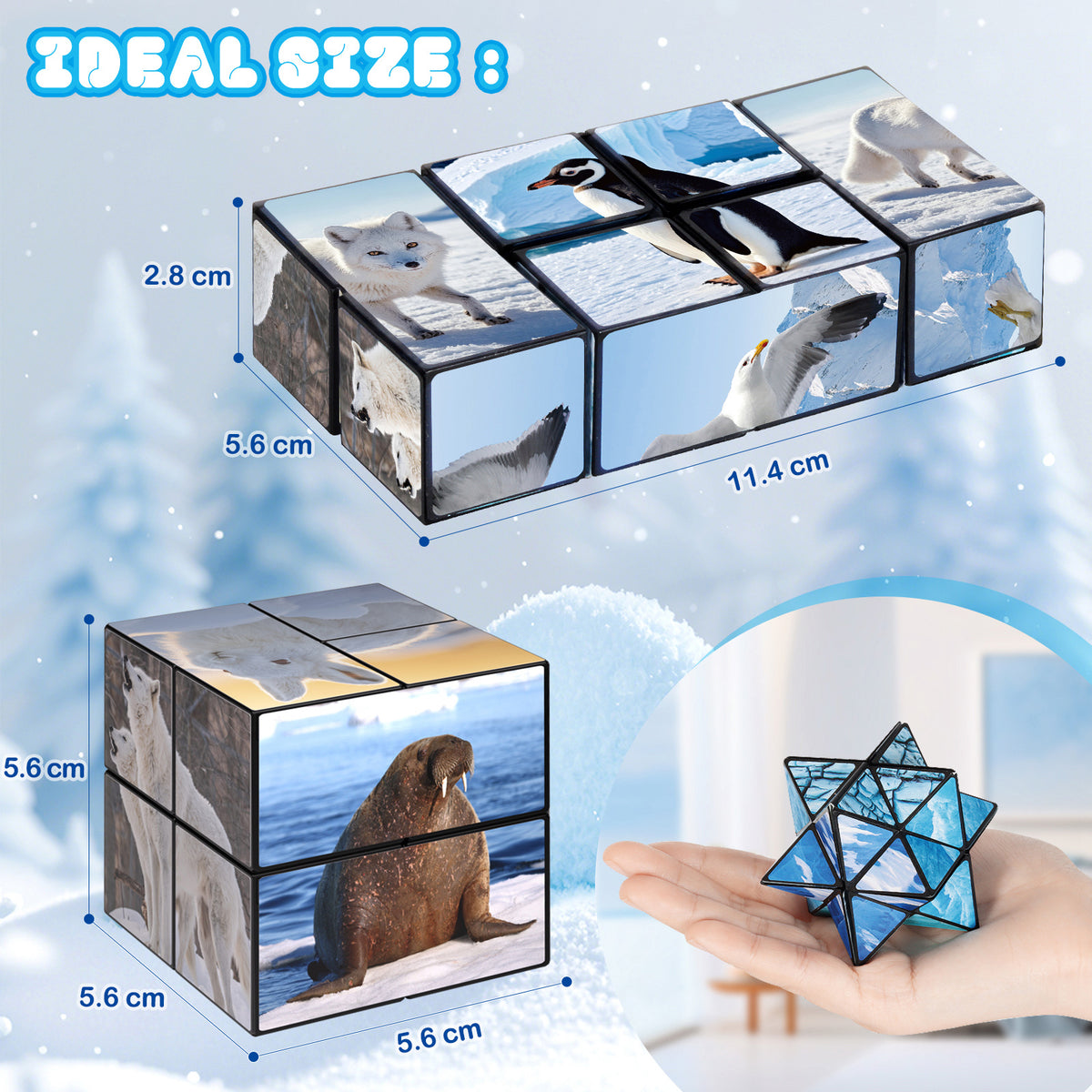 2 In 1 North South Poles Style Star Magic Cube For Kid And Adult Toy Ages 8-12