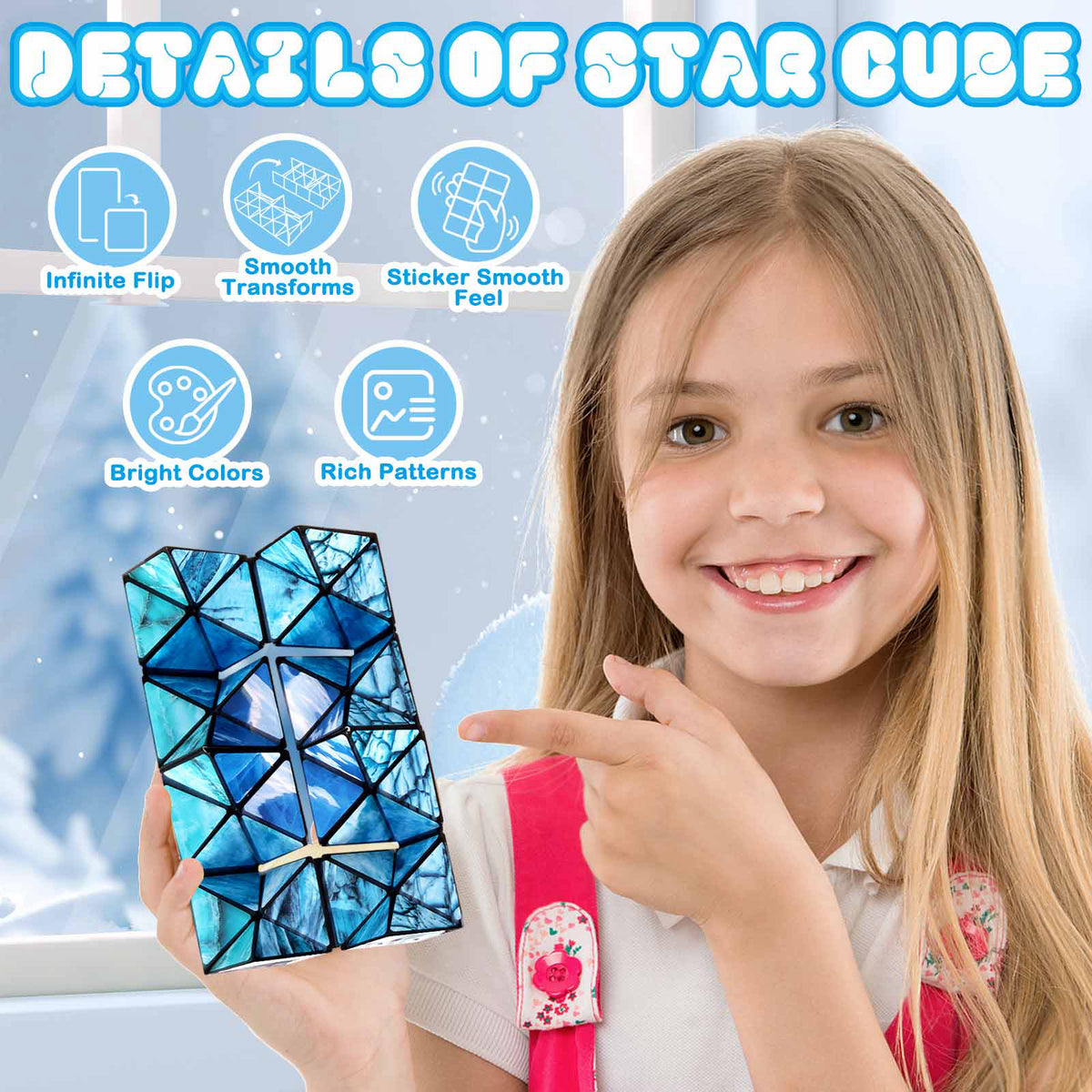2 In 1 North South Poles Style Star Magic Cube For Kid And Adult Toy Ages 8-12