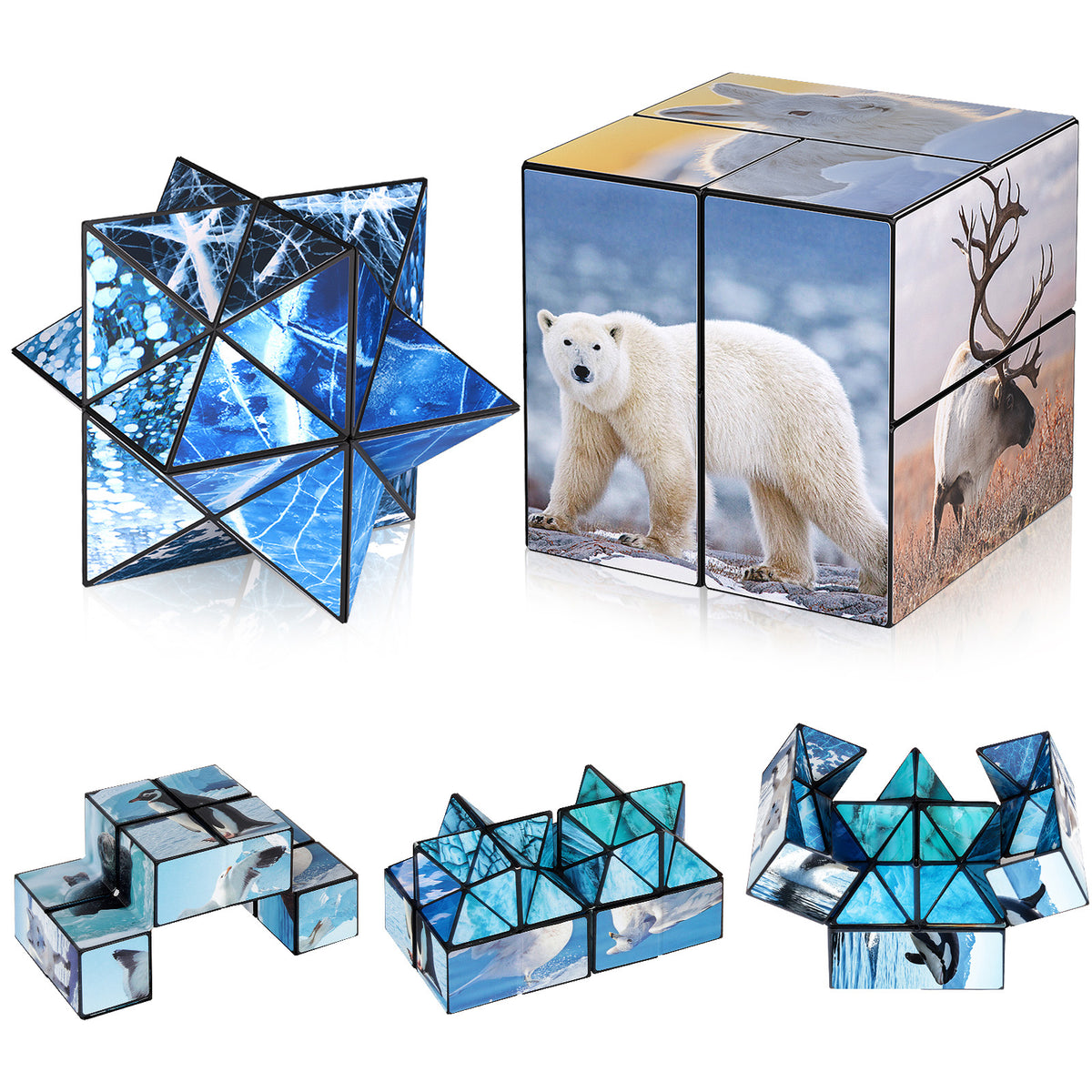 2 In 1 North South Poles Style Star Magic Cube For Kid And Adult Toy Ages 8-12