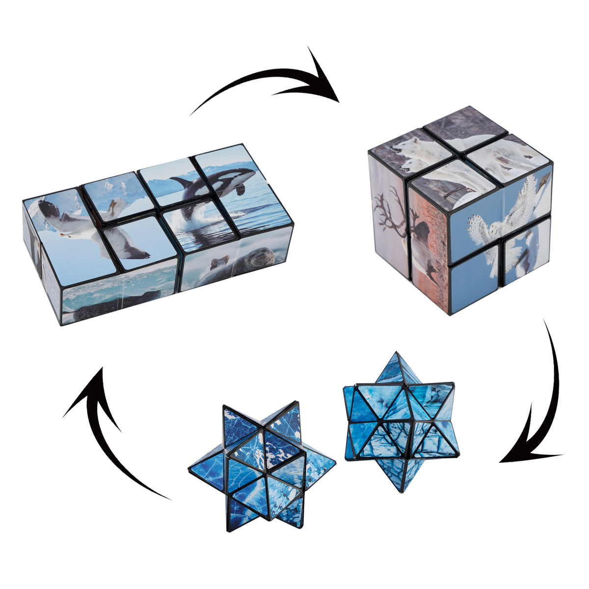2 In 1 North South Poles Style Star Magic Cube For Kid And Adult Toy Ages 8-12