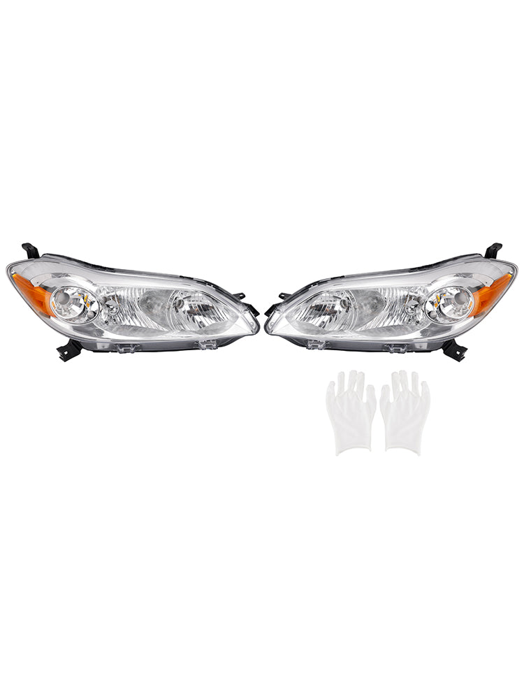 Left+Right Headlights Assembly Headlamp For Toyota Matrix 2009-2014 Chrome