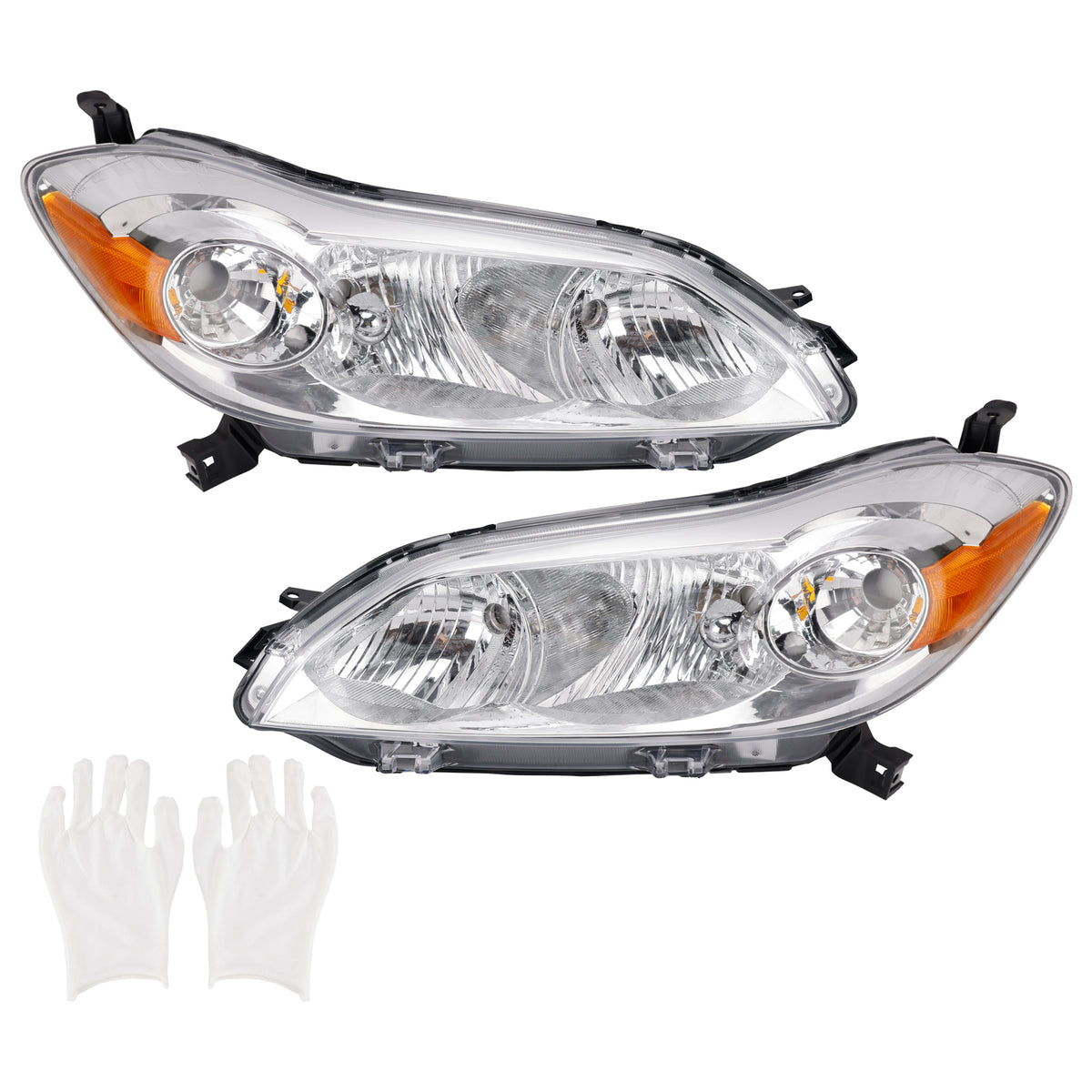 Left+Right Headlights Assembly Headlamp For Toyota Matrix 2009-2014 Chrome