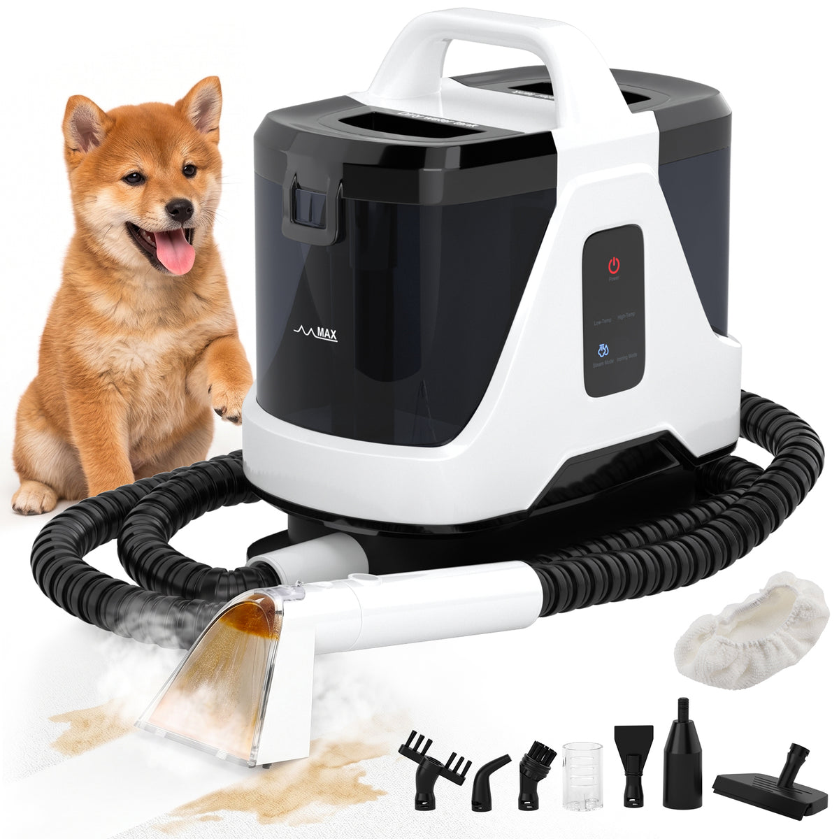 1700W Portable Carpet Cleaner Machine Dual-Water Tank 16Kpa Upholstery Cleaner