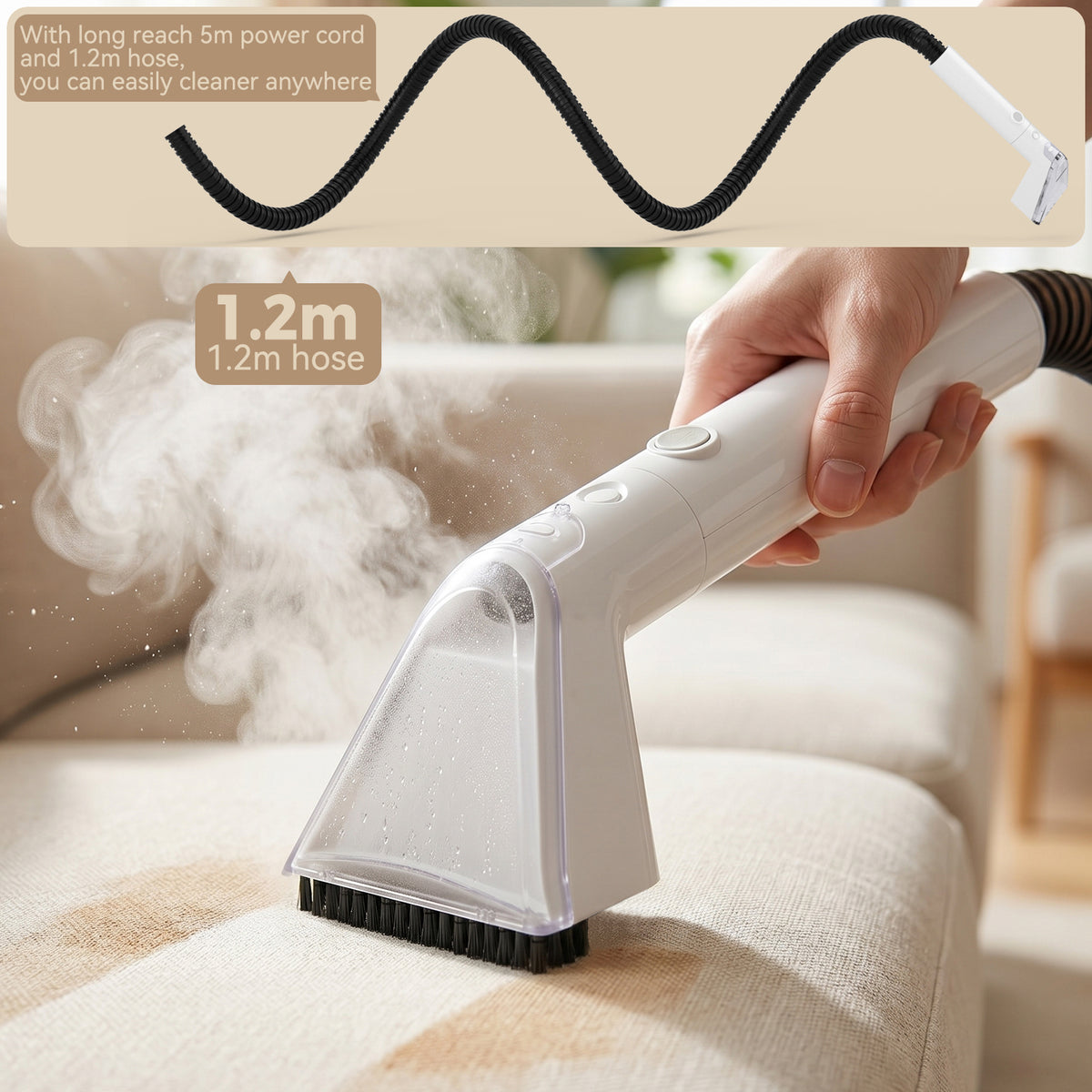 1700W Portable Carpet Cleaner Machine Dual-Water Tank 16Kpa Upholstery Cleaner