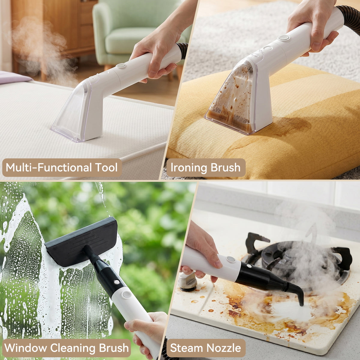 1700W Portable Carpet Cleaner Machine Dual-Water Tank 16Kpa Upholstery Cleaner