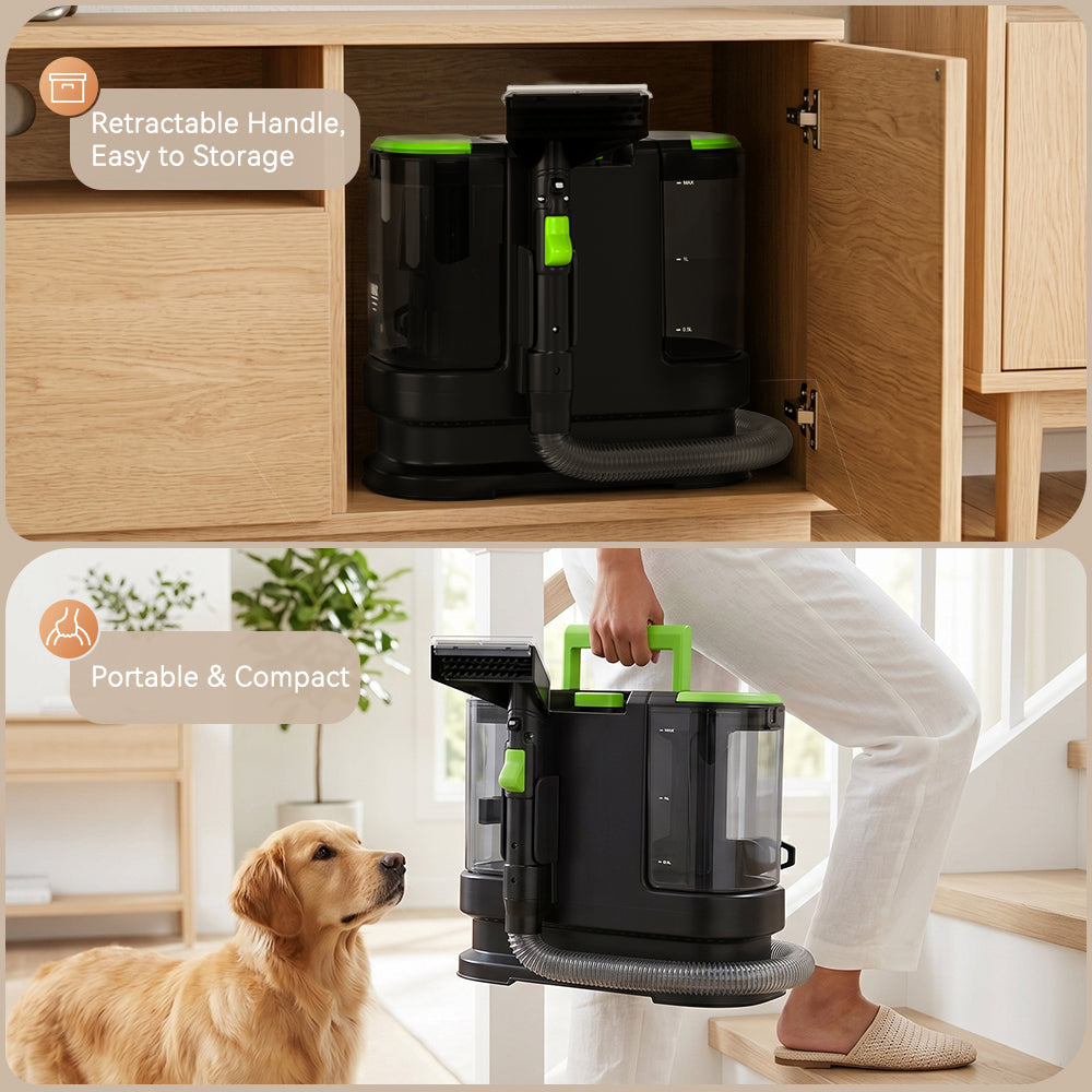 Portable Carpet Cleaner Machine Dual-Water Tank 16Kpa Upholstery Cleaner