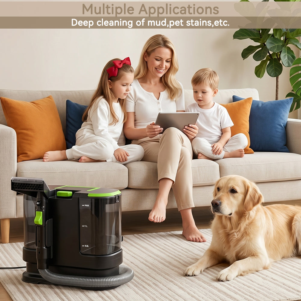 Portable Carpet Cleaner Machine Dual-Water Tank 16Kpa Upholstery Cleaner